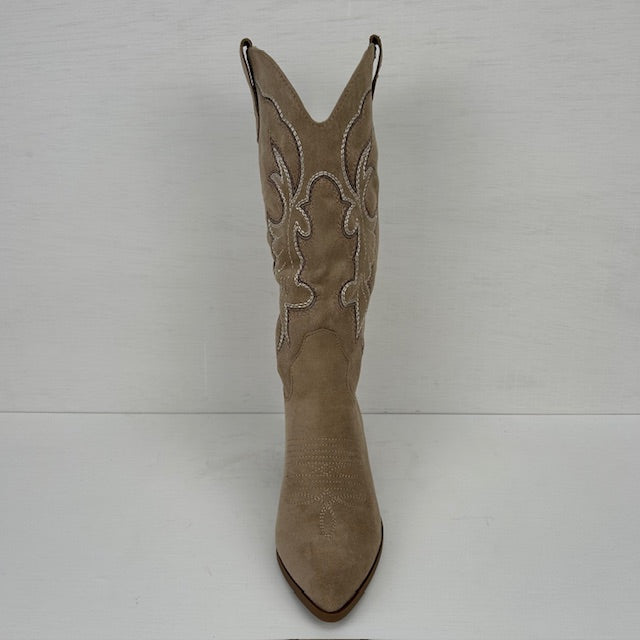 Suèdine cowboylaarzen met leuk design khaki