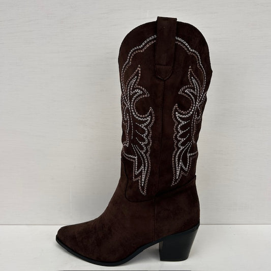 Suèdine cowboylaarzen met leuk design bruin