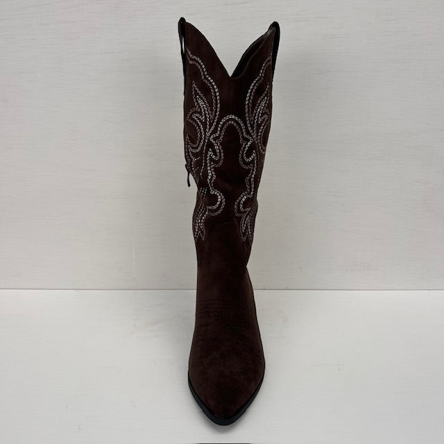 Suèdine cowboylaarzen met leuk design bruin
