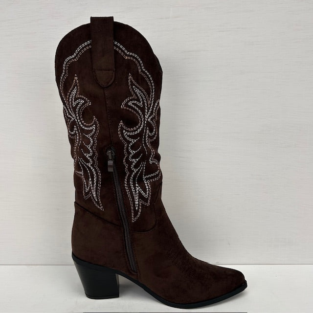 Suèdine cowboylaarzen met leuk design bruin