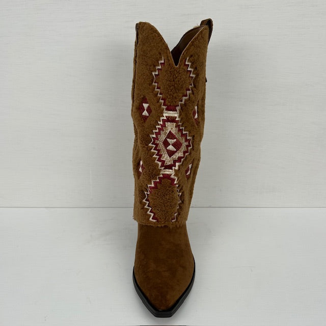 Cowboylaarzen met teddy flap camel