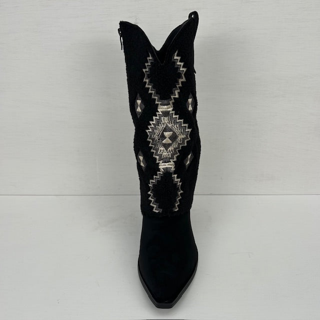 Cowboylaarzen met teddy flap zwart