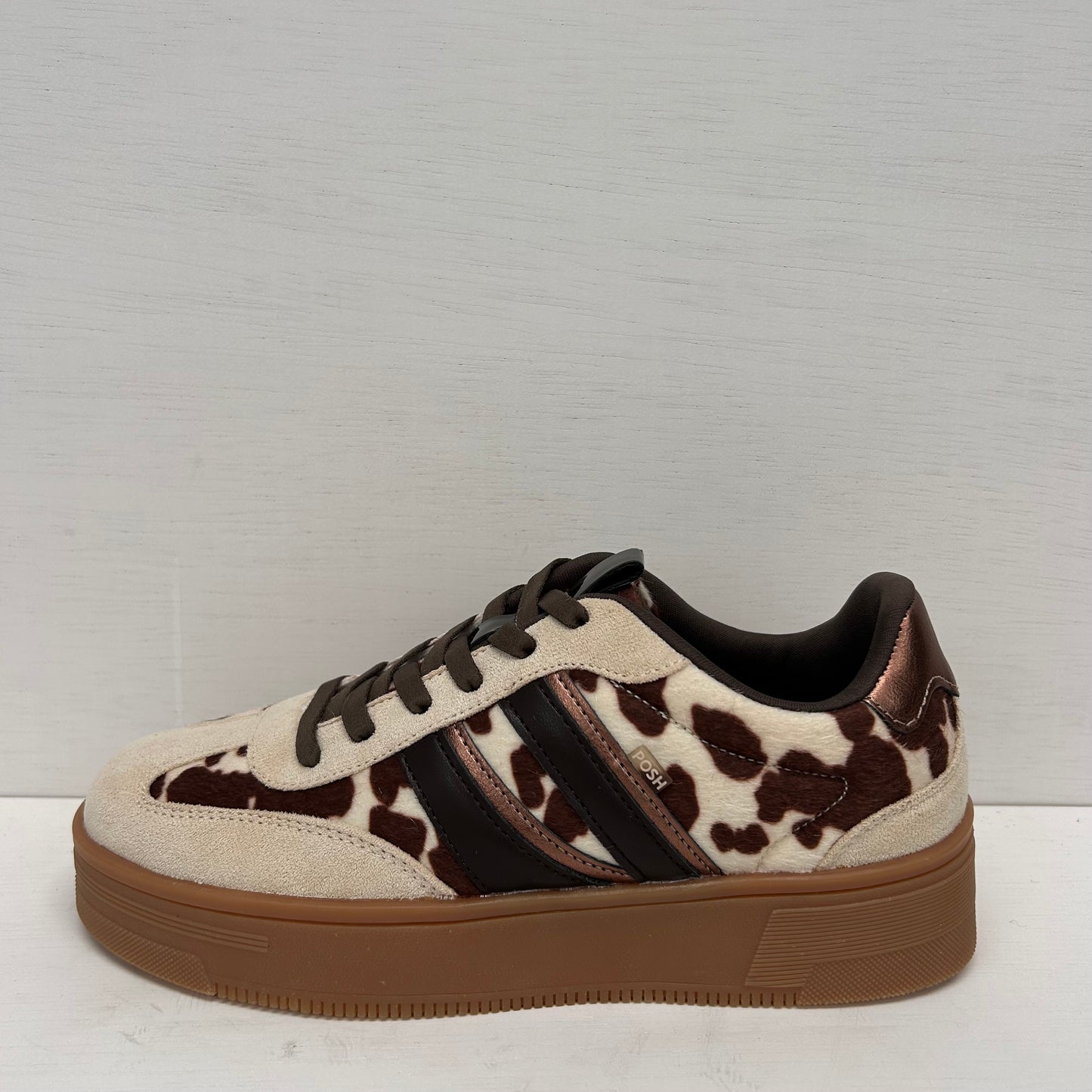 Posh by Poelman retro sneakers bruin koeienprint