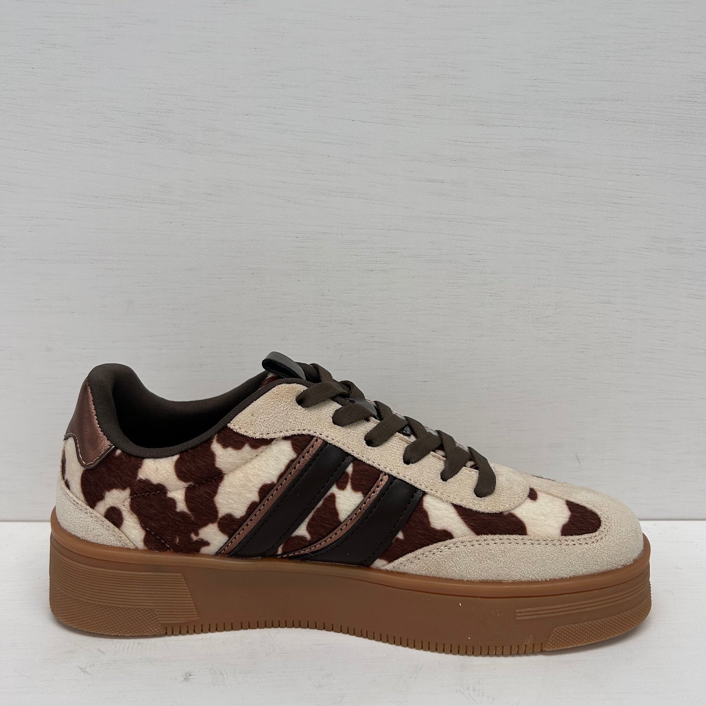 Posh by Poelman retro sneakers bruin koeienprint