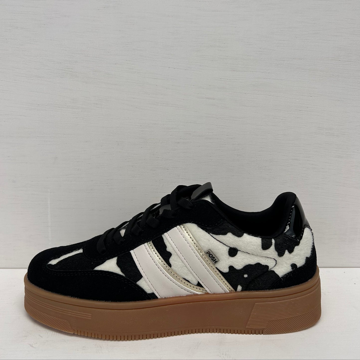 Posh by Poelman retro sneakers zwart koeienprint