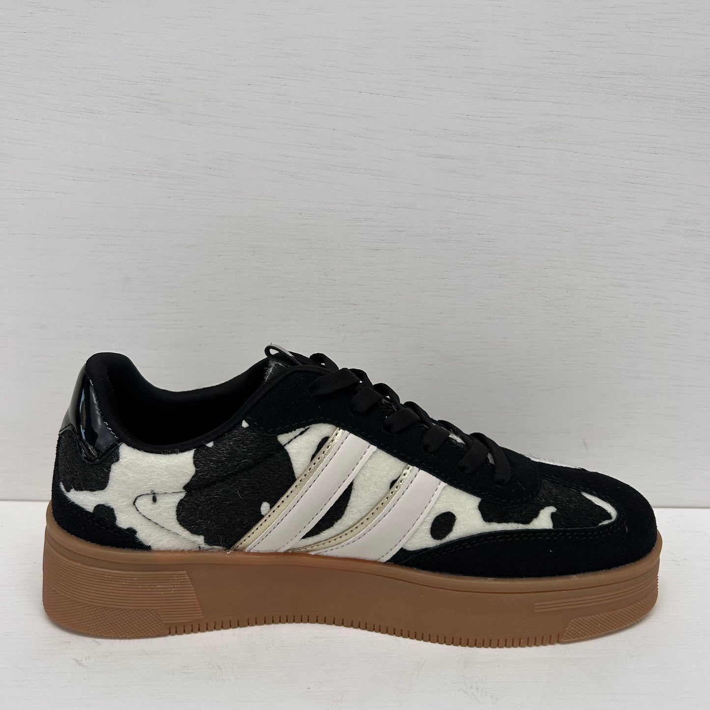 Posh by Poelman retro sneakers zwart koeienprint