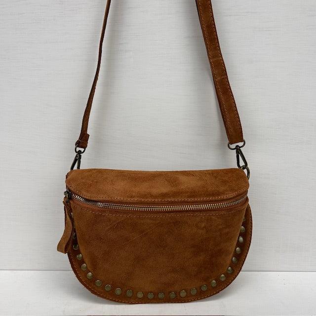 Geweldig real leather schoudertasje camel