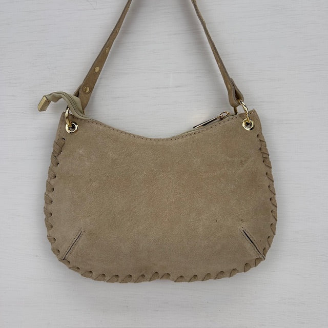 Real leather schoudertasje met studs beige