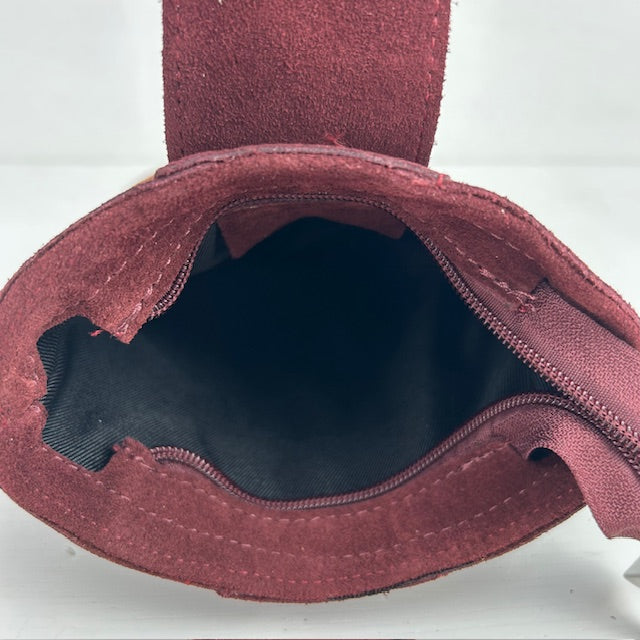 Real leather telefoontasje met flapje bordeaux rood