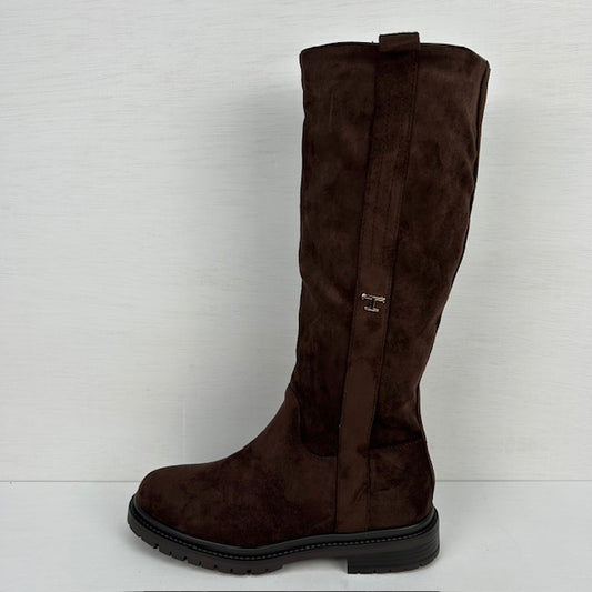 Hoge suèdine laarzen met gouden detail bruin