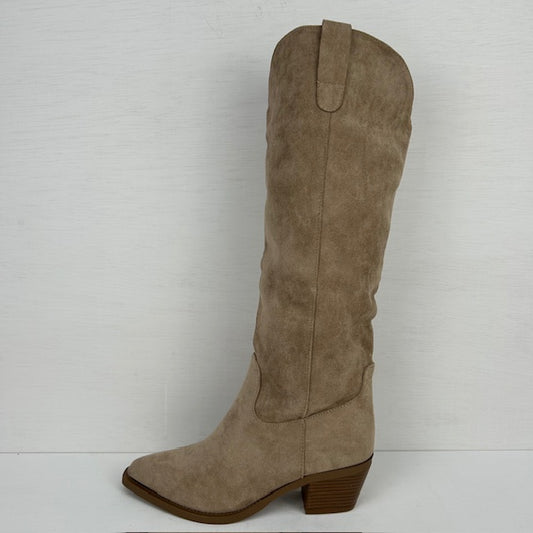 Geweldige hoge suèdine cowboylaarzen khaki