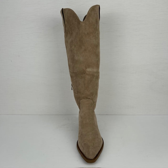 Geweldige hoge suèdine cowboylaarzen khaki