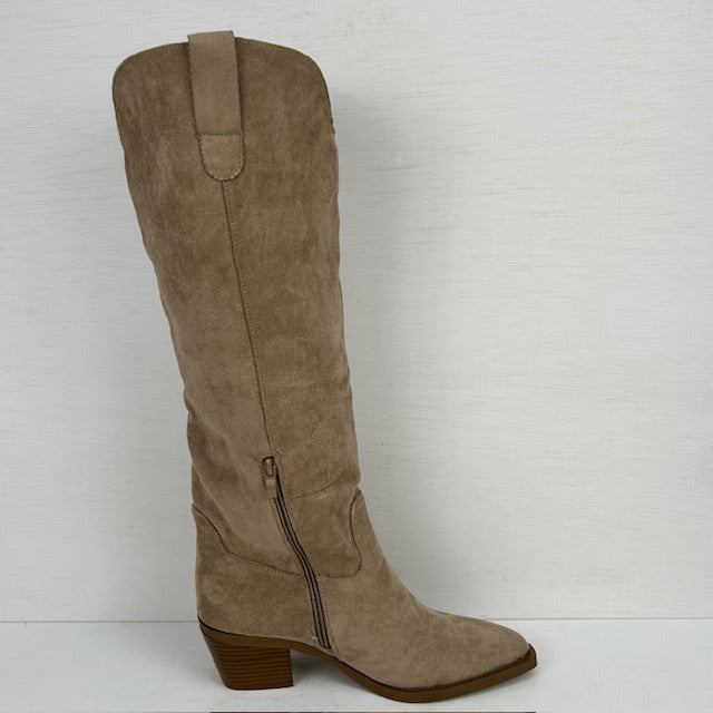 Geweldige hoge suèdine cowboylaarzen khaki