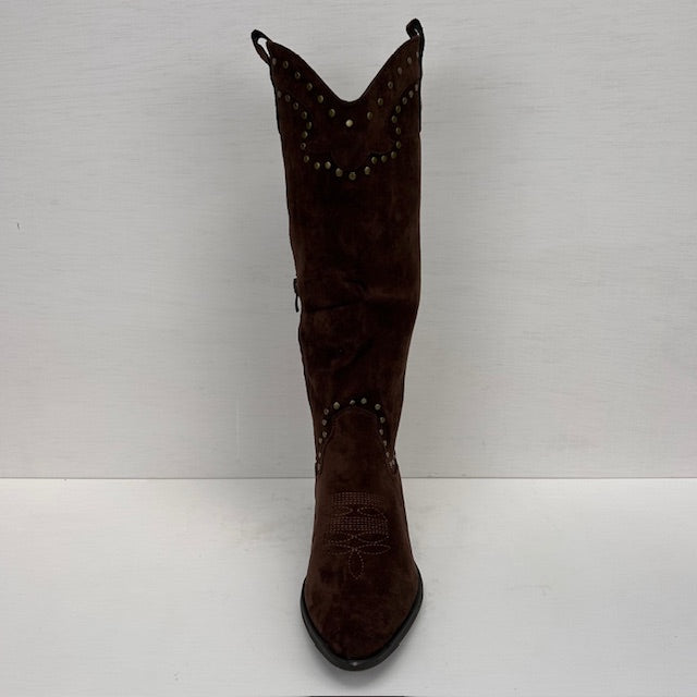 Suèdine cowboylaarzen met studs bruin