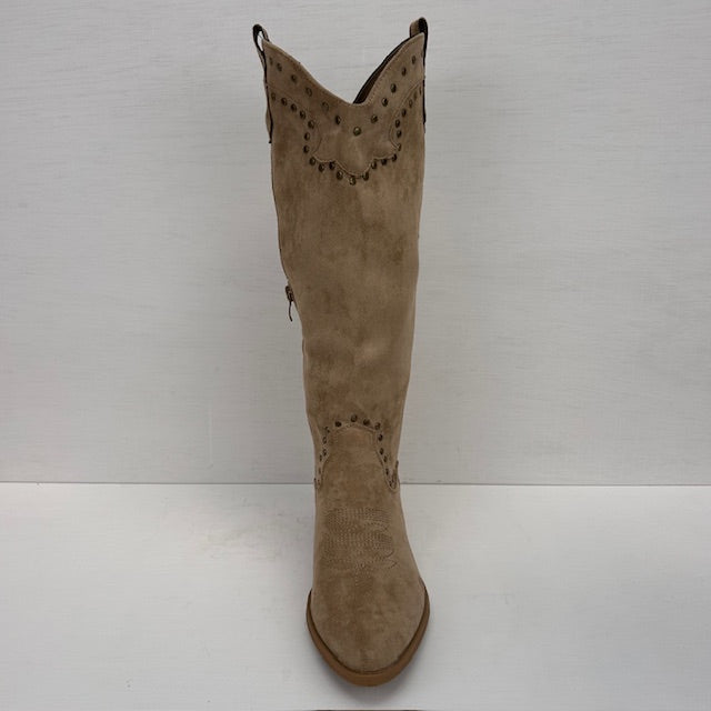 Suèdine cowboylaarzen met studs khaki