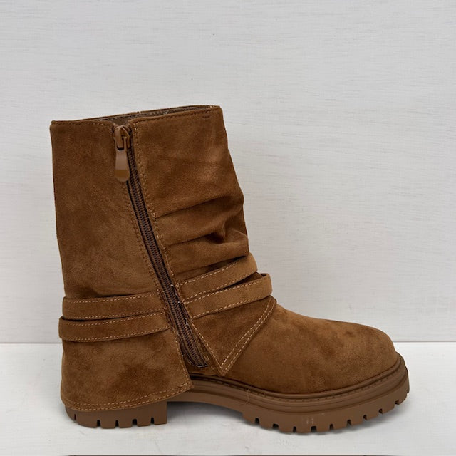 Stoere boots met franjes camel