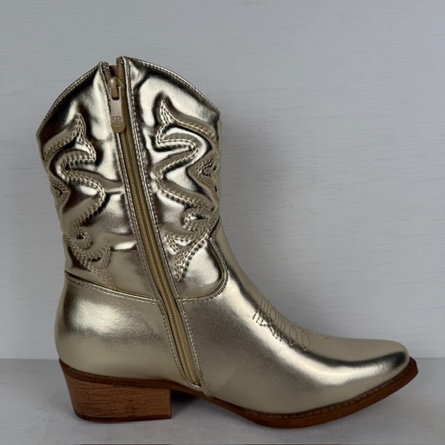 Metallic cowboylaarzen met lage hak goud