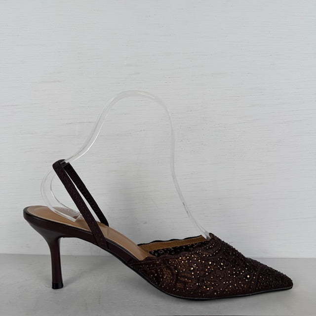 Shiny slingbacks met elegant design bruin