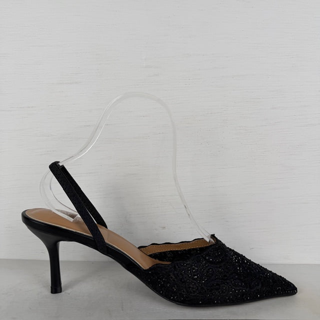 Shiny slingbacks met elegant design zwart