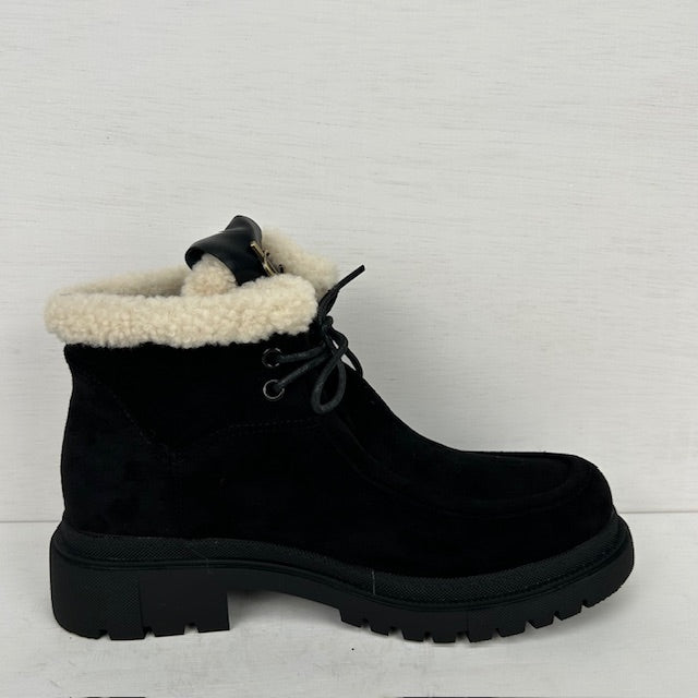 Lage boots met furry randje zwart