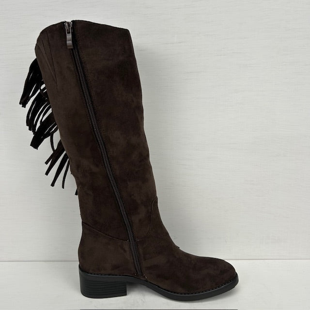 Hoge suèdine laarzen met trendy design bruin