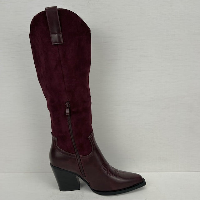 Hoge cowboylaarzen met leatherlook details rood