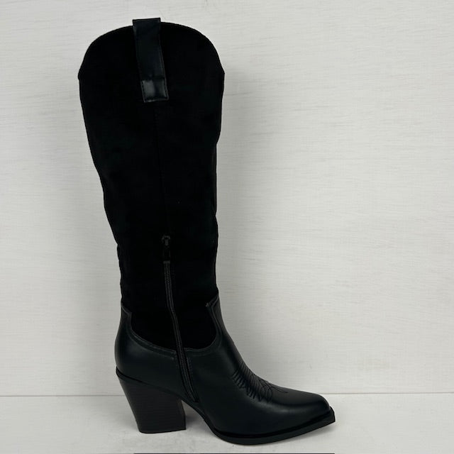 Hoge cowboylaarzen met leatherlook details zwart