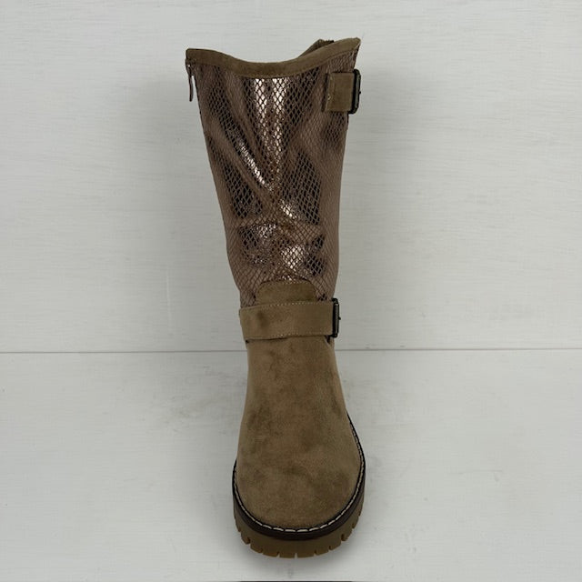Suèdine laarzen met shiny afwerking taupe
