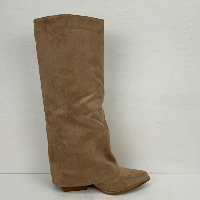 Gave cowboylaarzen met flap en franjes khaki