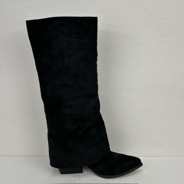 Gave cowboylaarzen met flap en franjes zwart