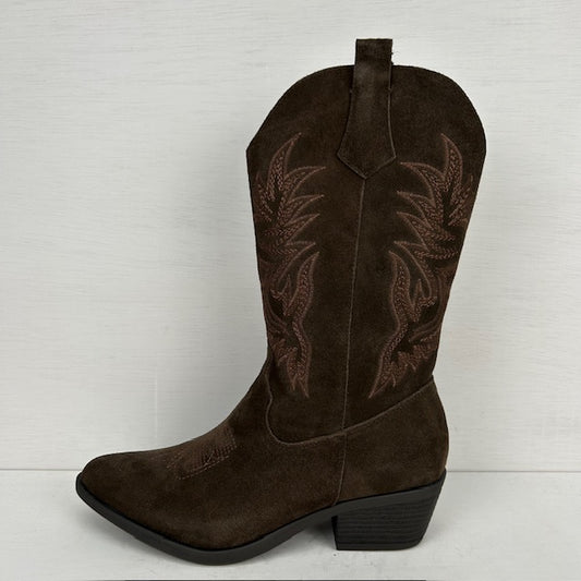 Real leather cowboylaarzen met leuk stiksel bruin