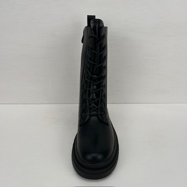 Hoge leatherlook veterboots zwart
