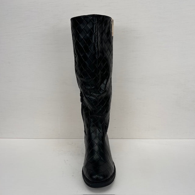 Leatherlook laarzen met gevlochten motief zwart