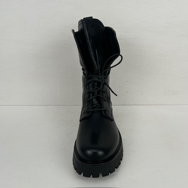 Gave leatherlook veterboots zwart