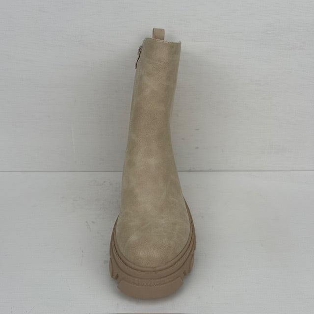 Tijdloze leatherlook boots beige
