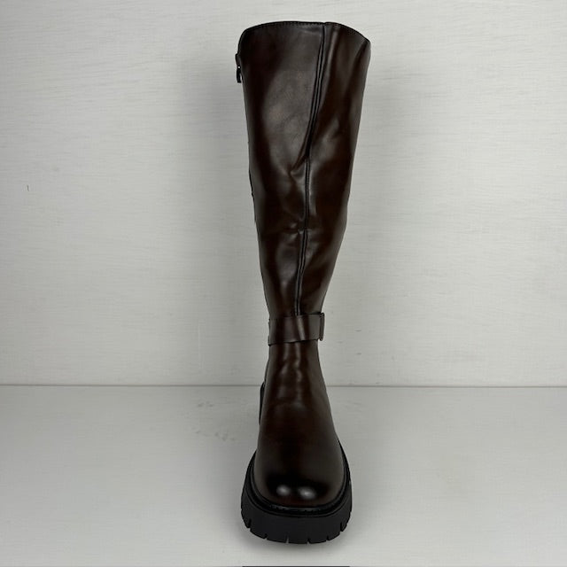 Stoere hoge laarzen met elastiek bruin