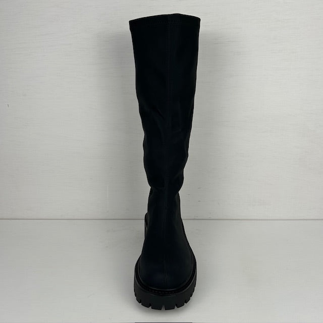 Hoge leatherlook laarzen met rits zwart