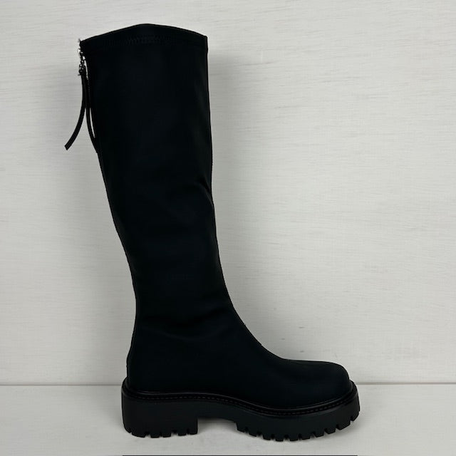 Hoge leatherlook laarzen met rits zwart