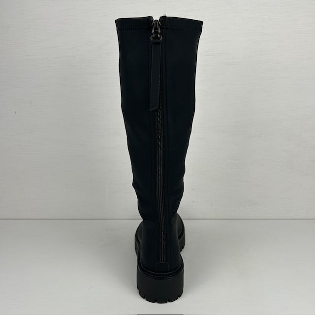 Hoge leatherlook laarzen met rits zwart