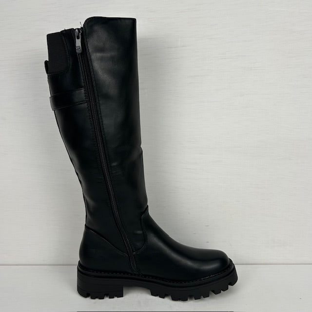 Stoere laarzen met elastiek en gespje zwart