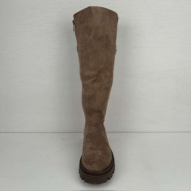 Stoere laarzen met elastiek en gespje khaki