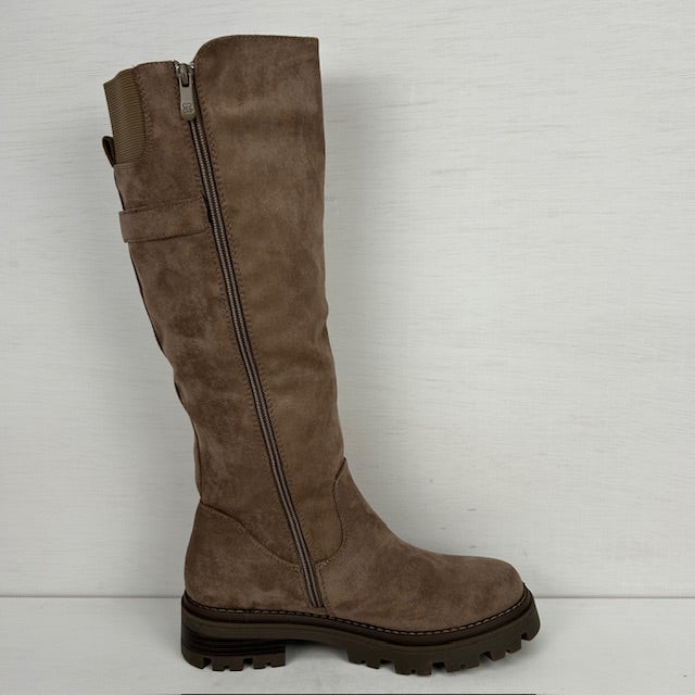 Stoere laarzen met elastiek en gespje khaki