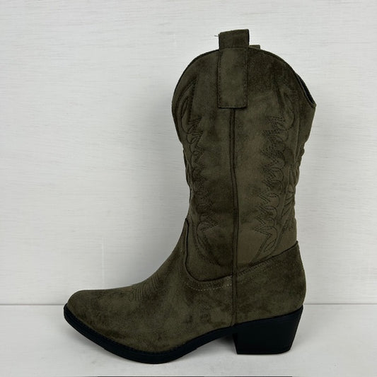 Suèdine cowboylaarzen met elegant hakje groen