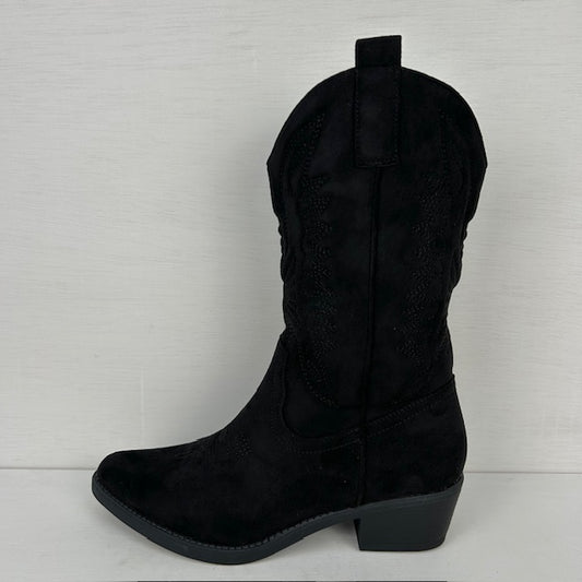 Suèdine cowboylaarzen met elegant hakje zwart