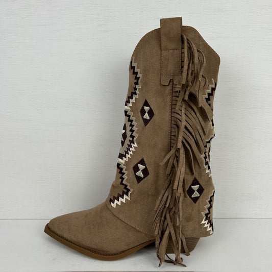 Gave cowboylaarzen met trendy flap taupe