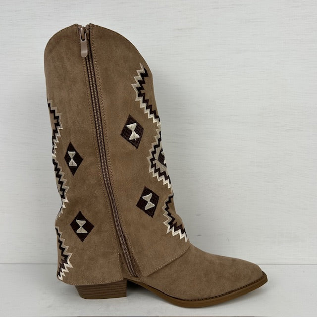 Gave cowboylaarzen met trendy flap taupe
