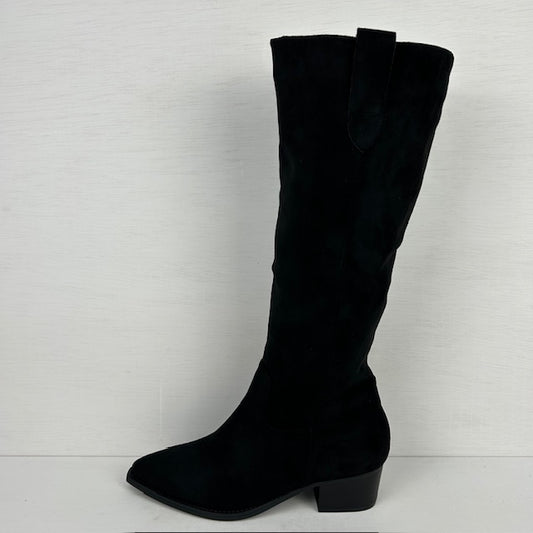 Hoge suèdine cowboylaarzen met lage hak zwart