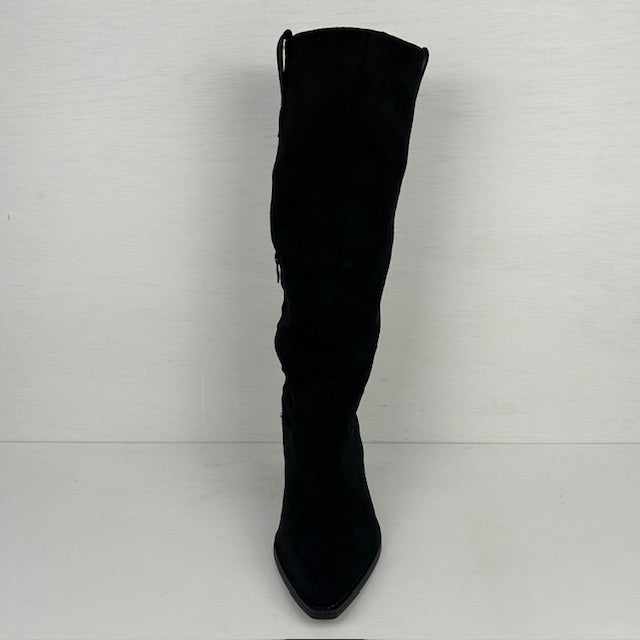 Hoge suèdine cowboylaarzen met lage hak zwart