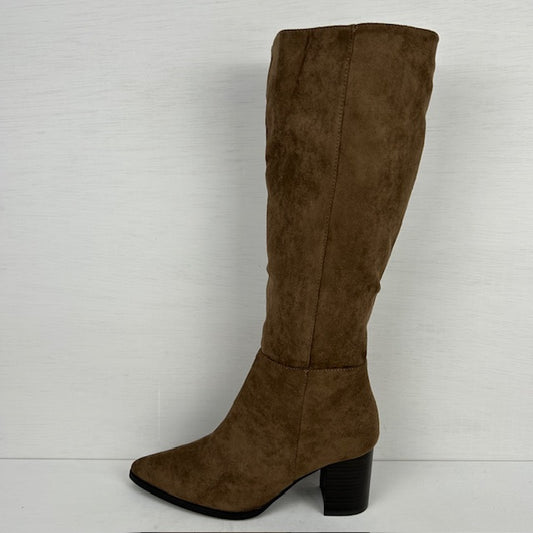 Hoge suèdine cowboylaarzen met hoge hak bruin