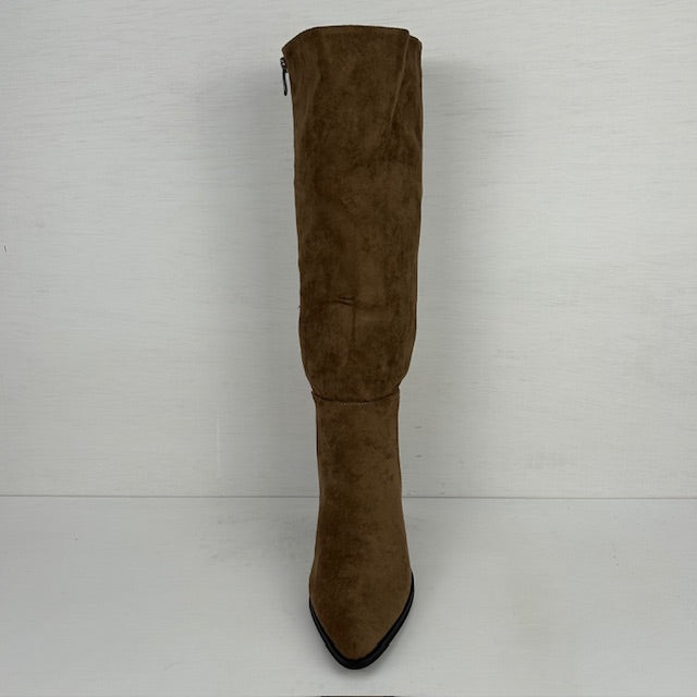 Hoge suèdine cowboylaarzen met hoge hak bruin